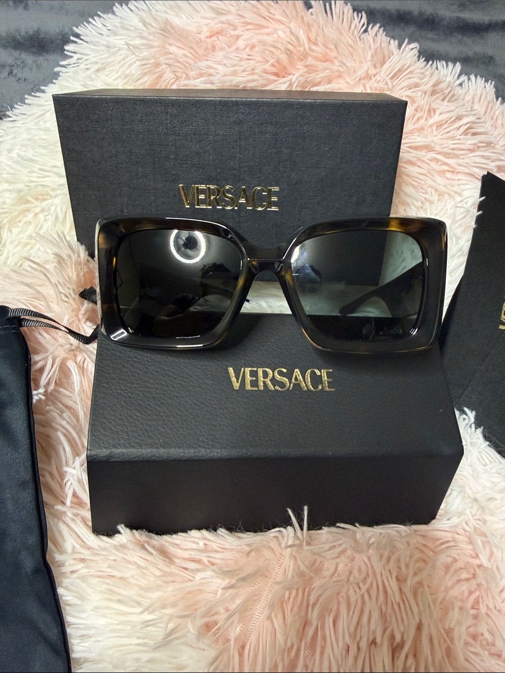 Versace Women's Tortoiseshell Sunglasses - Black Lenses